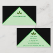 Carte De Visite Feuilles de la baie moderne sur vert et noir (Devant / Derrière)