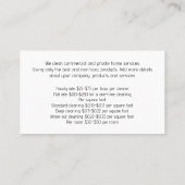 Carte De Visite Feuilles de lit de ménage (Dos)