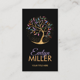 Carte De Visite Feuilles de luxe Abstrait arbre coloré Geode