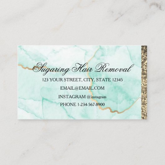 Carte De Visite Feuilles de marbre vert classique (Dos)