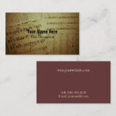 Carte De Visite Feuilles de musique froissées (Devant / Derrière)