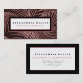 Carte De Visite Feuilles de palme tropicale rose Rose luxuriant (Devant / Derrière)