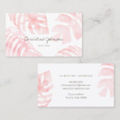 Carte De Visite feuilles de palmier rose aquarelle (Devant / Derrière)