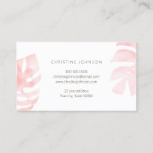 Carte De Visite feuilles de palmier rose aquarelle (Dos)