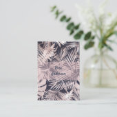 Carte De Visite Feuilles de palmier tropical rose gold foncé (Debout devant)