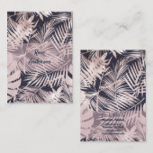 Carte De Visite Feuilles de palmier tropical rose gold foncé (Devant / Derrière)