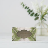 Carte De Visite Feuilles de palmiers professionnels, Texture de bo (Debout devant)