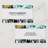 Carte De Visite Feuilles de palmiers tropicaux | Naturel | Marbre (Devant / Derrière)