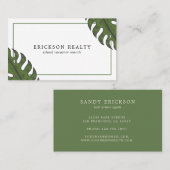 Carte De Visite Feuilles de palmiers verts tropicaux modernes (Devant / Derrière)