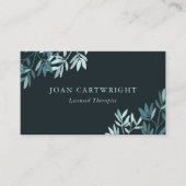 Carte De Visite Feuilles de verdure en drap foncé - Thérapiste (Devant)