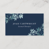 Carte De Visite Feuilles de verdure Navy & sarcelle - Thérapeute (Devant)