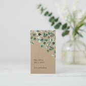 Carte De Visite Feuilles d'eucalyptus aquarelle | Code Qr Rustique (Debout devant)