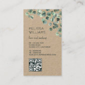 Carte De Visite Feuilles d'eucalyptus aquarelle | Code Qr Rustique (Dos)
