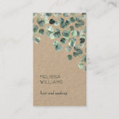 Carte De Visite Feuilles d'eucalyptus aquarelle | Code Qr Rustique (Devant)
