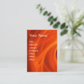 CARTE DE VISITE FEUILLES D'OR DANS LES CHALEINES FRACTALES ORANGE (Debout devant)