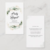 Carte De Visite Feuilles d'or et Eucalyptus Vert Élégant Moderne (Devant / Derrière)