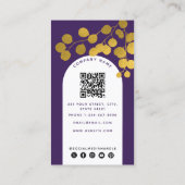 Carte De Visite Feuilles d'or violet Arch moderne QR Code (Dos)