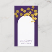 Carte De Visite Feuilles d'or violet Arch moderne QR Code (Devant)