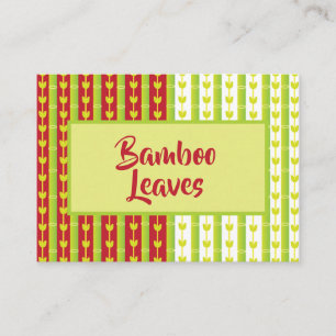 Carte De Visite Feuilles en bambou vert rouge