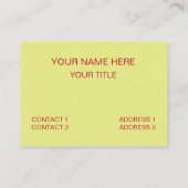 Carte De Visite Feuilles en bambou vert rouge (Dos)