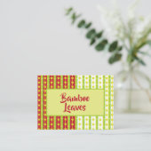 Carte De Visite Feuilles en bambou vert rouge (Debout devant)