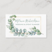 Carte De Visite Feuilles Eucalyptus de cadre Or Elégant (Devant)