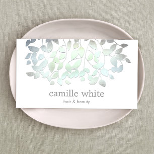 Carte De Visite Feuilles Faux Blue Green Foil