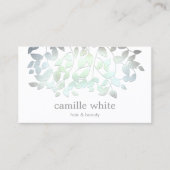 Carte De Visite Feuilles Faux Blue Green Foil (Devant)