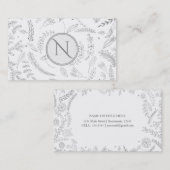 Carte De Visite Feuilles Florales Argentées Mariage Botanique Rust (Devant / Derrière)