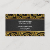 Carte De Visite Feuilles Gold Palm | Découpe en cuir noir (Dos)