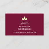 Carte De Visite Feuilles Laurel modernes en Bourgogne (Dos)