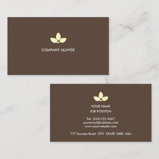Carte De Visite Feuilles Laurel modernes sur Brown (Devant / Derrière)