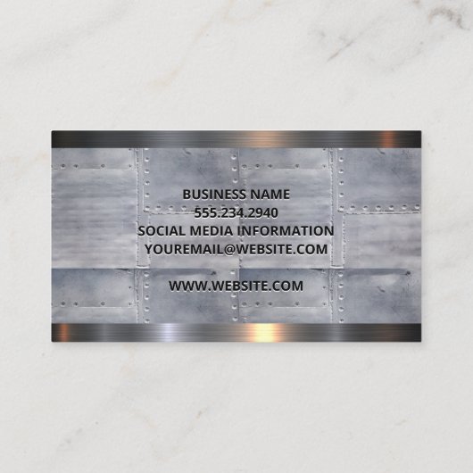 Carte De Visite Feuilles métalliques et Rivets (Dos)