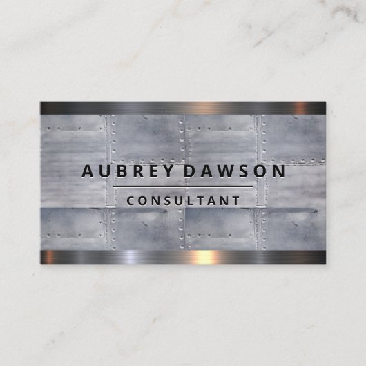 Carte De Visite Feuilles métalliques et Rivets (Devant)