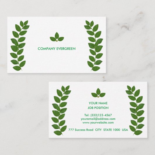 Carte De Visite Feuilles modernes de Green Bay en blanc (Devant / Derrière)