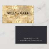 Carte De Visite Feuilles or brossé or (Devant / Derrière)