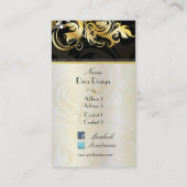 Carte De Visite feuilles ornementaux/tourbillons noir/or (Dos)
