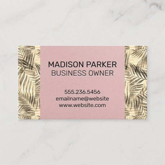 Carte De Visite Feuilles Palm | Naturel (Devant)