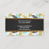 Carte De Visite Feuilles Palm | Naturel | Découpe en cuir noir (Dos)