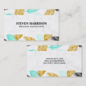 Carte De Visite Feuilles Palm | Naturel | Marbre (Devant / Derrière)