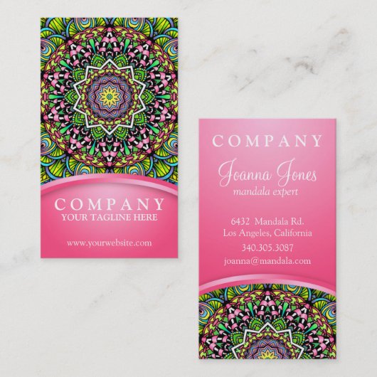 Carte De Visite Feuilles psychédéliques Mandala (Devant / Derrière)