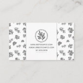 Carte De Visite Feuilles Rose dessinés à la main en noir et blanc (Dos)