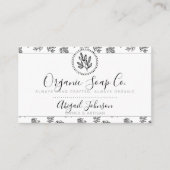 Carte De Visite Feuilles Rose dessinés à la main en noir et blanc (Devant)