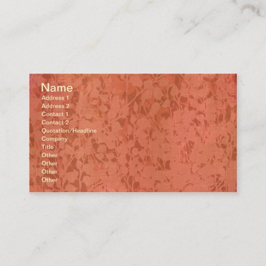 Carte De Visite Feuilles Roses d'impression rouille (Devant)
