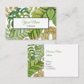 Carte De Visite Feuilles Tropicaux En Aquarelle (Devant / Derrière)