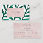 Carte De Visite Feuilles verts minimalistes (Devant / Derrière)
