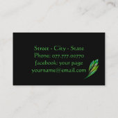 Carte De Visite Feuilles verts néon - art fractal, moderne (Dos)