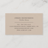 Carte De Visite Feuillet de notes pour violon, Boutique d'instrume (Dos)