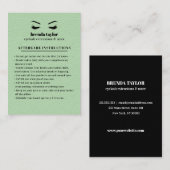Carte De Visite Feuilleton vert Suede Eyelash Browbar Instructions (Devant / Derrière)