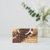 Carte De Visite Fèves De Café Avec Une Café Cup (Debout devant)